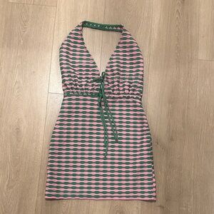 Zara Pink and Green Backless Dress